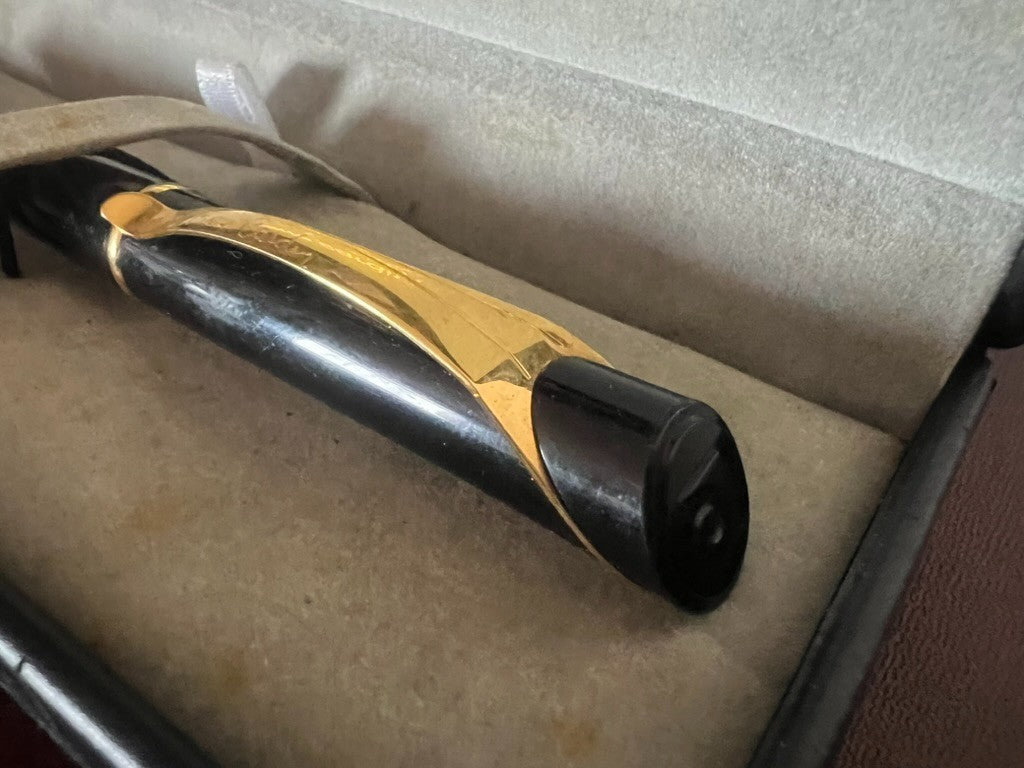 🔴 PIERRE CARDIN penna stilografica nera pennino laminato oro M con astuccio