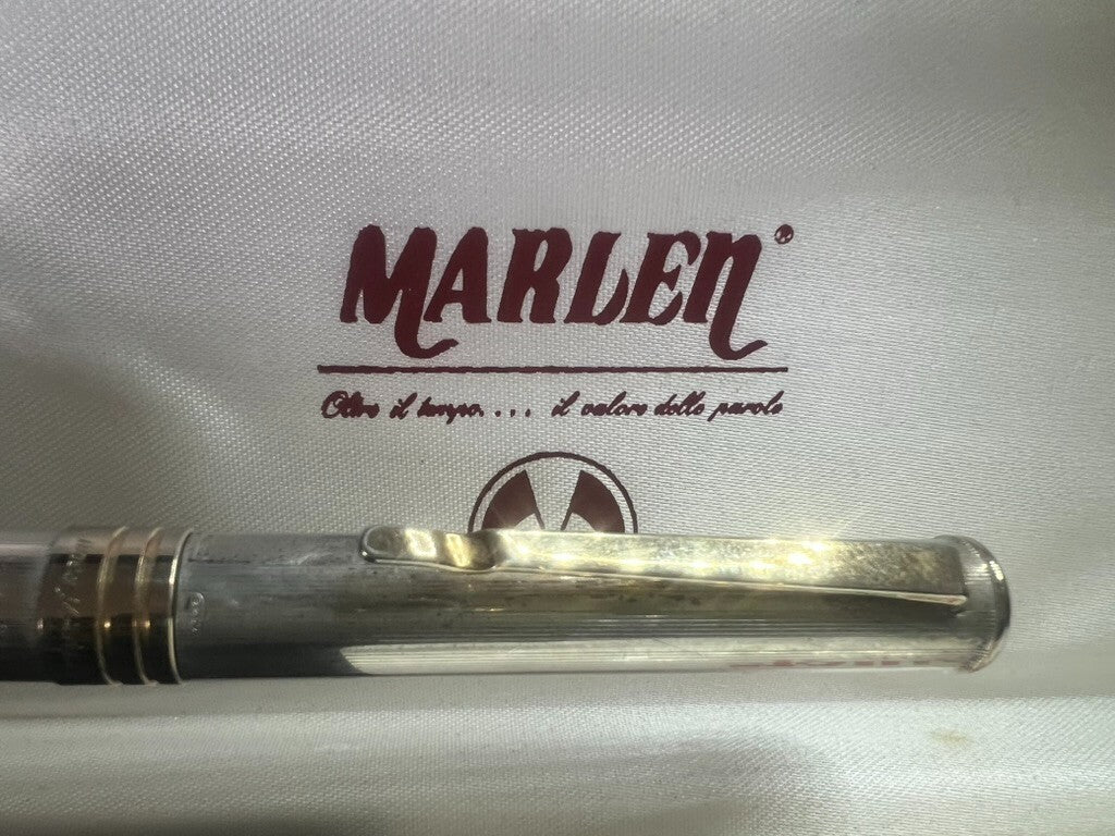 🔴 MARLEN penna stilografica ARGENTO 925 a cartuccia pennino iridium 7