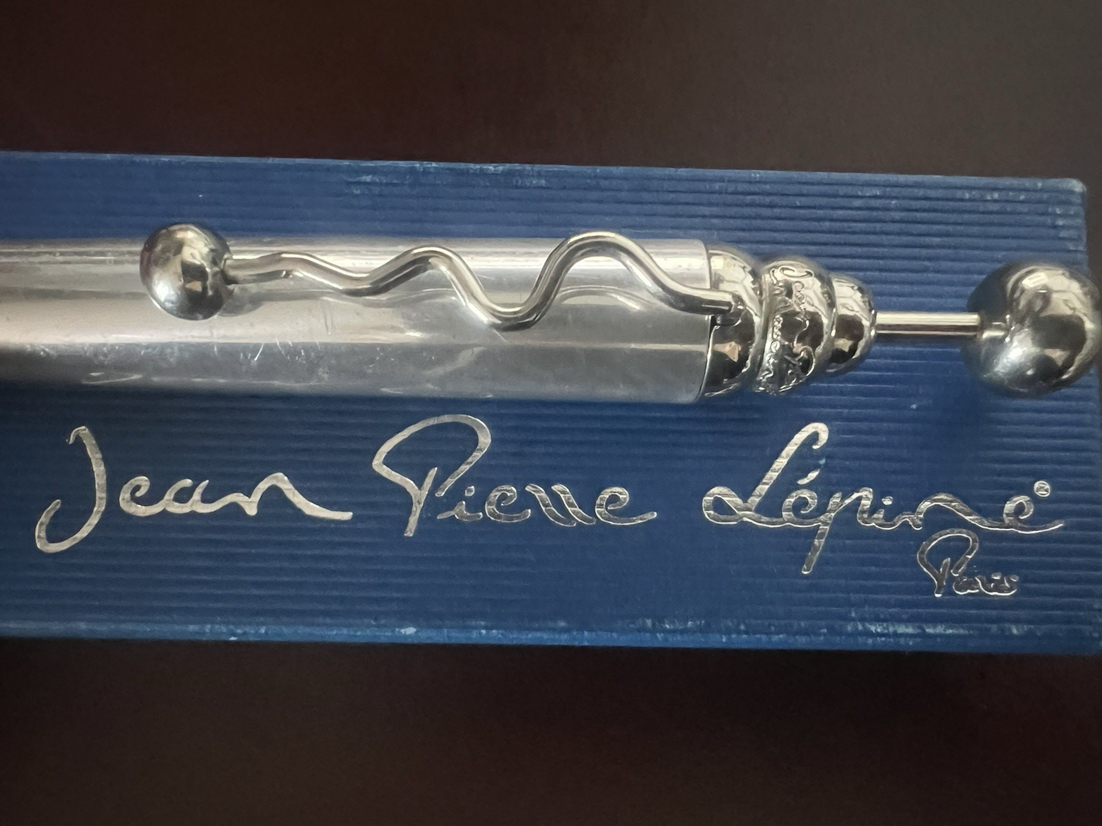 Jean Pierre Lepine Stylo-Plume Sphère Zig Zag Français Chrome Écrit Vintage 