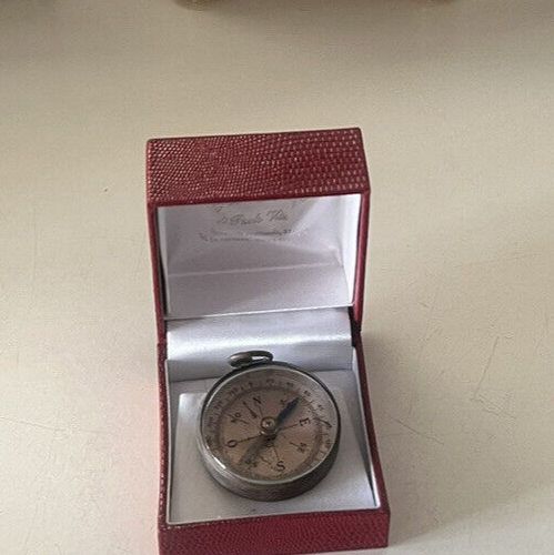 🔴 BUSSOLA gancio tipo orologio tasca ottone quadrante champagne vintage