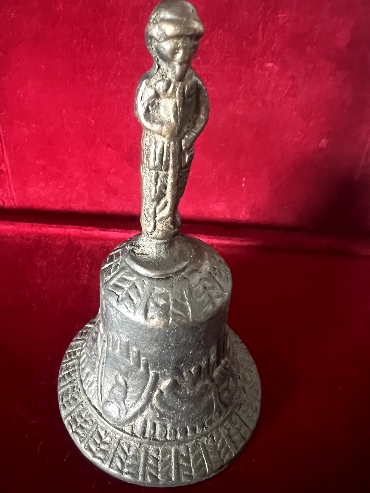 🔴 CAMPANELLO campanella campana metallo bronzo da altare h 15 cm vintage