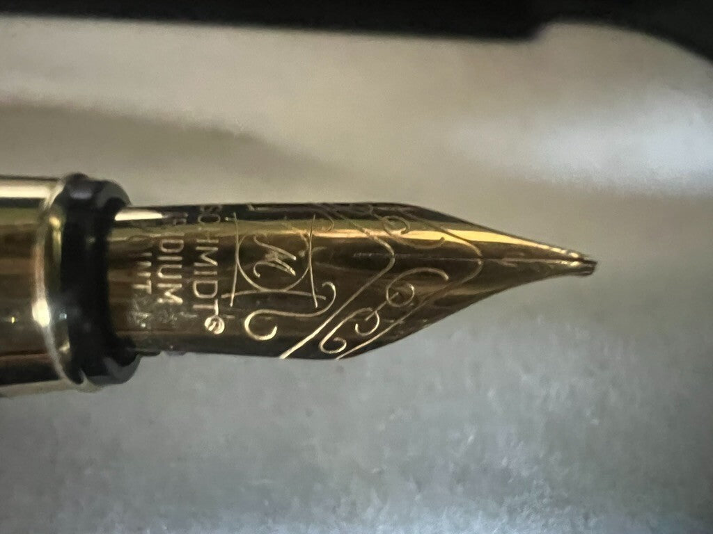 🔴 COLIBRI' penna stilografica lacca nera profili dorati pennino M con converter