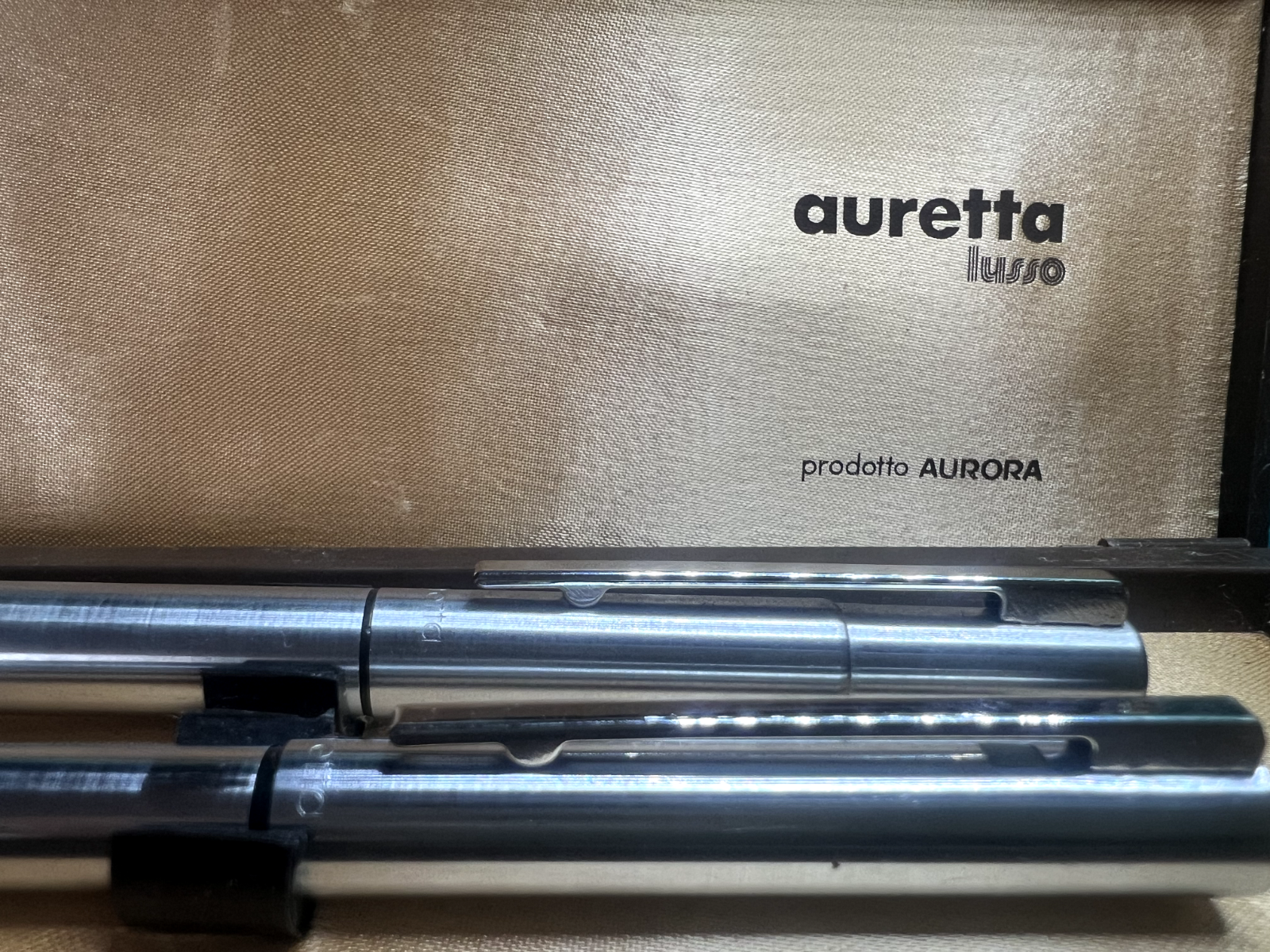 🔴 AURETTA penna stilografica By Aurora cromate lusso e sfera 2 PENNE vintage B