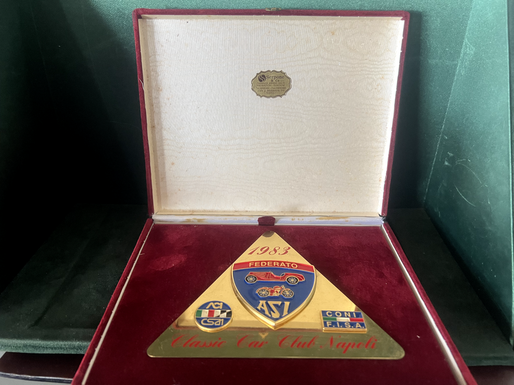🔴 ASI Auto Moto Car Club Napoli Federated Plate Metallplakette CONI 1983 Bordüre 