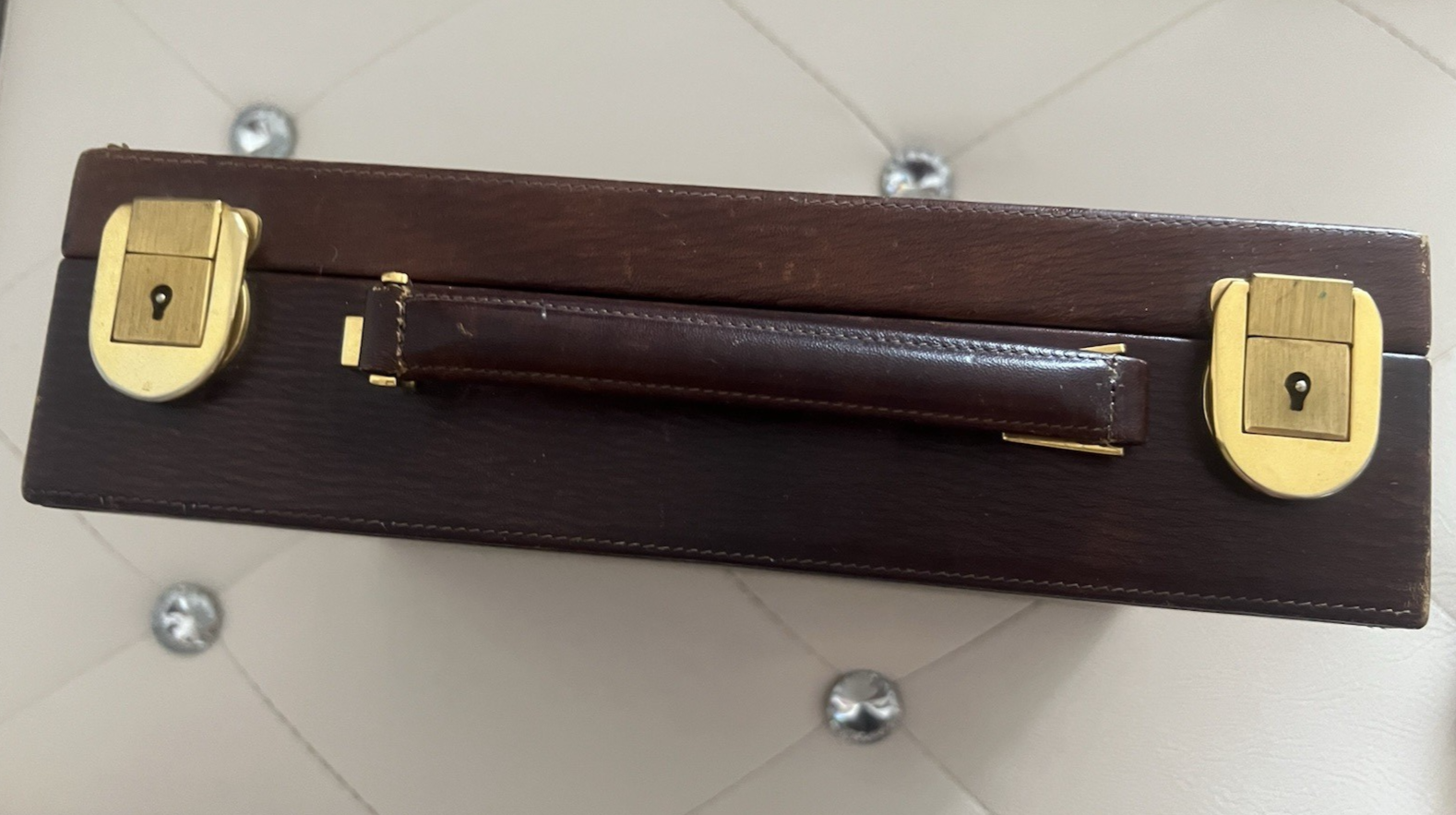 Valise Penne Exposition Porte-Stylo Cuir Interne Velours 2 Sections Vintage 