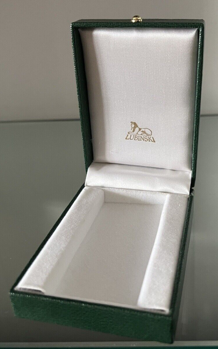 🔴 LUBINSKI scatola accendino pelle verde misura interna come foto