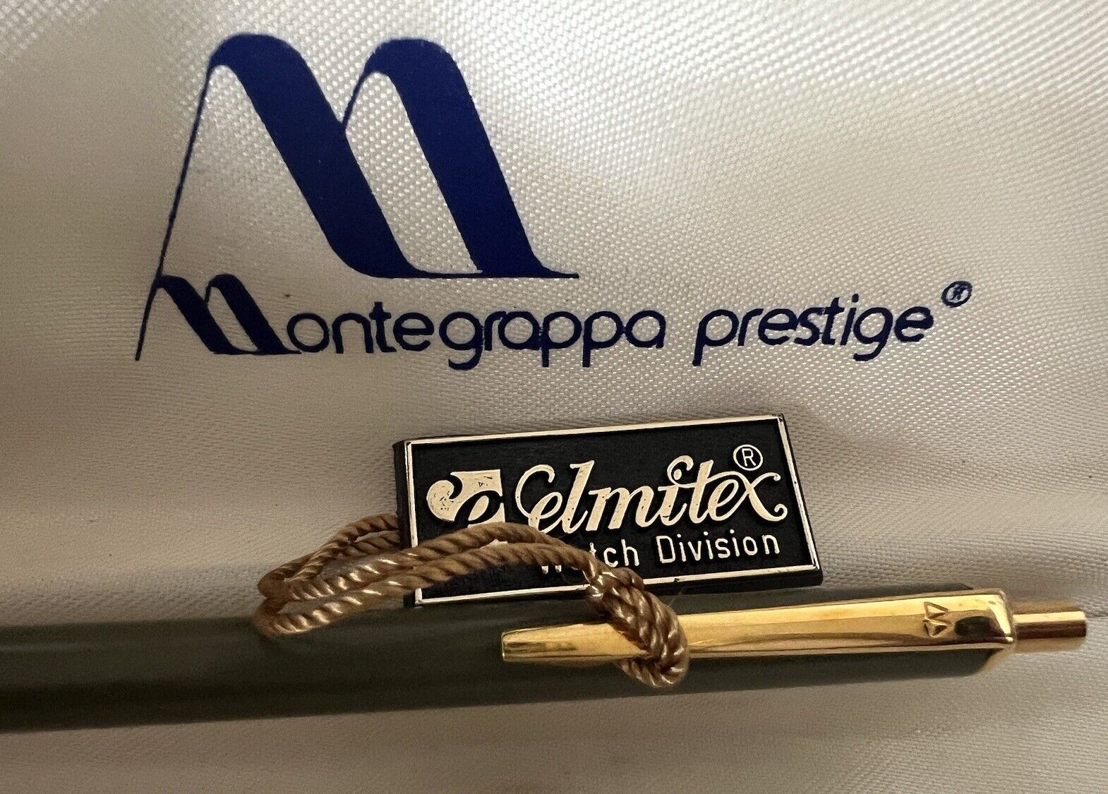 🔴 ELMITEX penna sfera by Montegrappa lacca verde militare a pulsante vintage