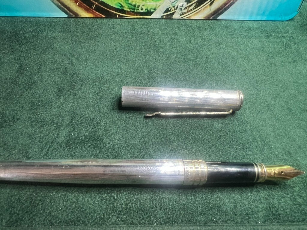 🔴 MARLEN penna stilografica ARGENTO 925 a cartuccia pennino iridium 7