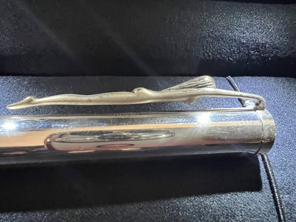 🔴 OTTAVIANI penna sfera ARGENTO 925 MASSICCIO lacca scultura corpo donna