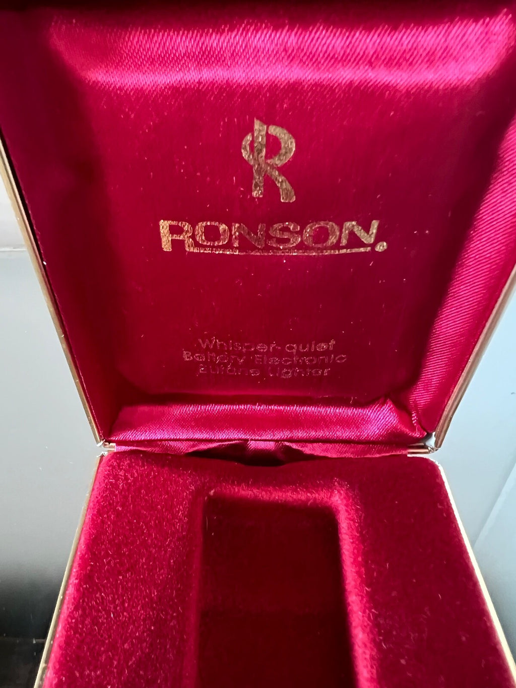 🔴 RONSON scatola accendino rossa pelle interno velluto interno L 2,7 h 7 cm