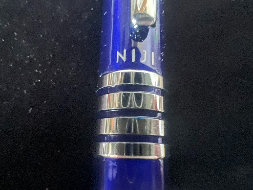 Niji Stylo-Plume Sphère Bleu Transparent Profiles Chrome Écrit Avec Trousse 