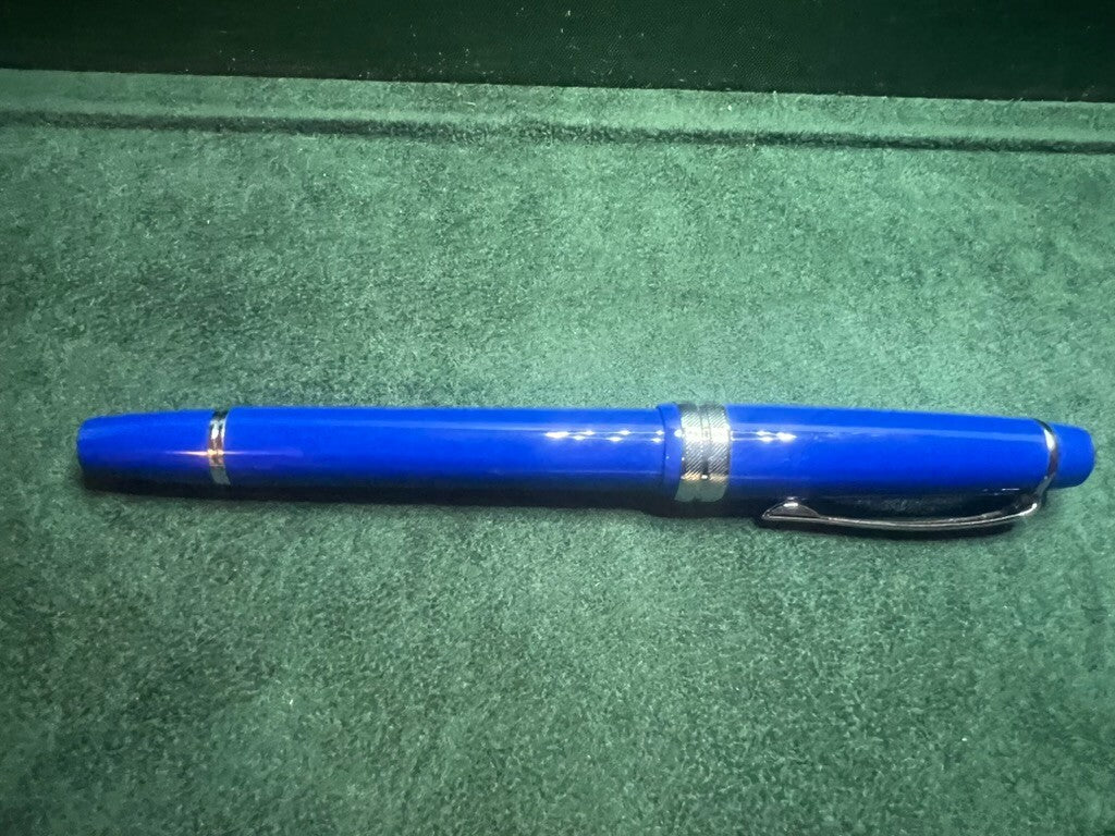 🔴 CROSS penna stilografica blu cobalto con profili cromati pennino M cartuccia