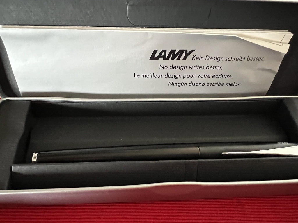 🔴 LAMY penna stilografica STUDIO lacca nera a cartuccia pennino MK scrive