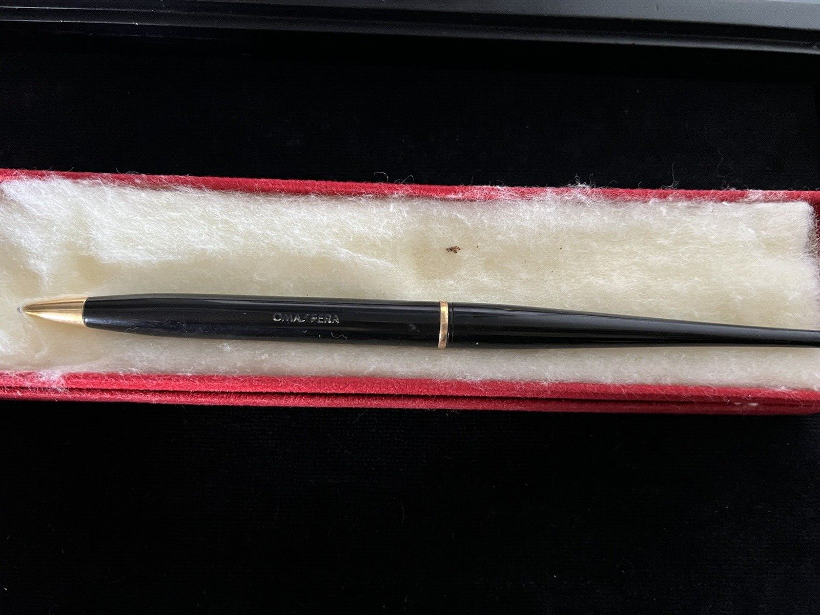 🔴 OMAS schwarzer Schreibtischfüller mit Ständer, schreibt Vintage A 