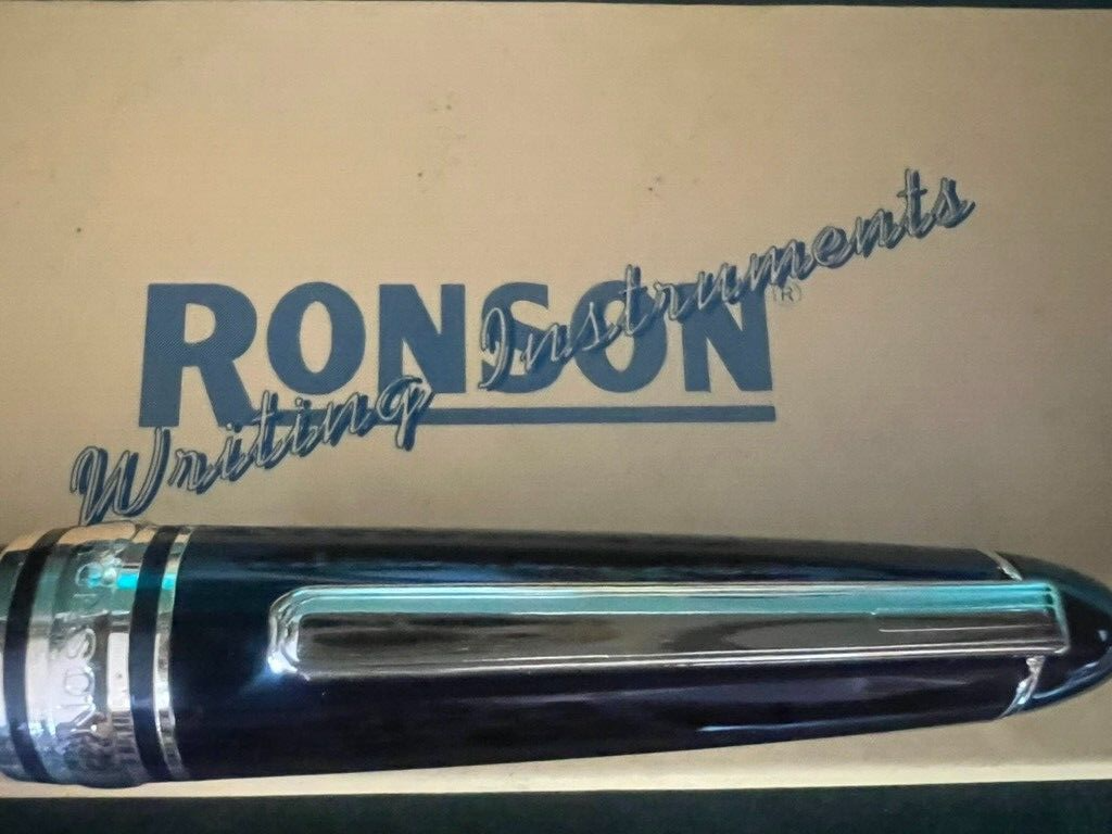 🔴 RONSON penna stilografica nera iridium Point 5 a cartuccia con astuccio