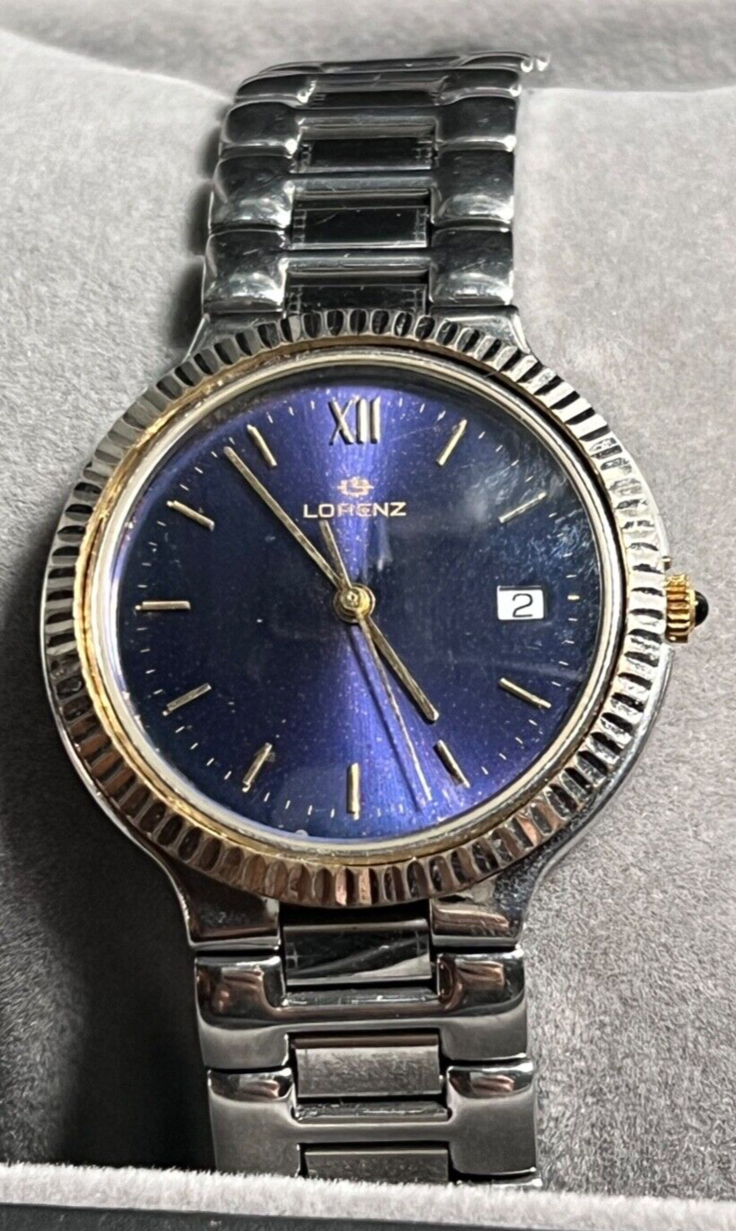 Lorenz Montre Hommes Quartz 14560 Acier Et Laminé avec Boîte Rare Vintage