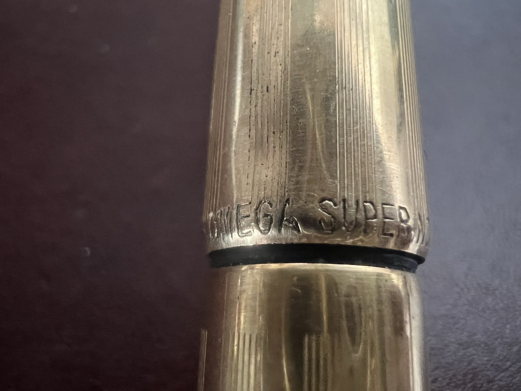 🔴 OMEGA penna stilografica SUPER NOVA placcata pennino ORO 14K scrive vintage