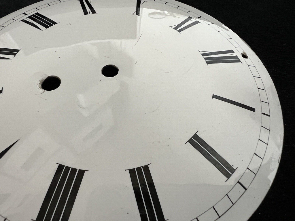 Cadran Horloge Pendule Mur Émaillé Numéros De Romains Vintage