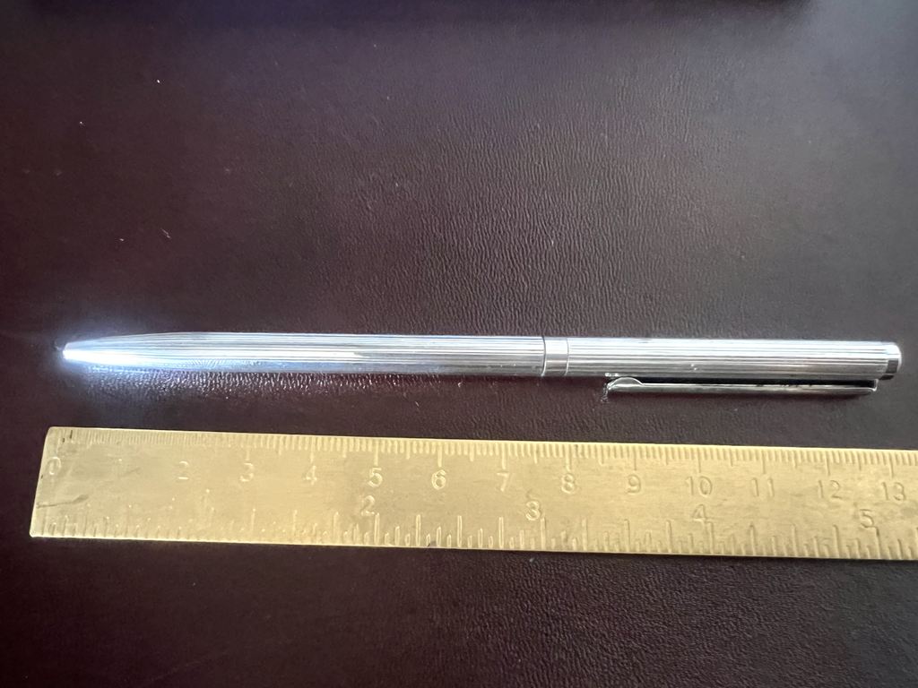 🔴 SOLID SILVER 925 ballpoint pen horizontal lines writes vintage 19 