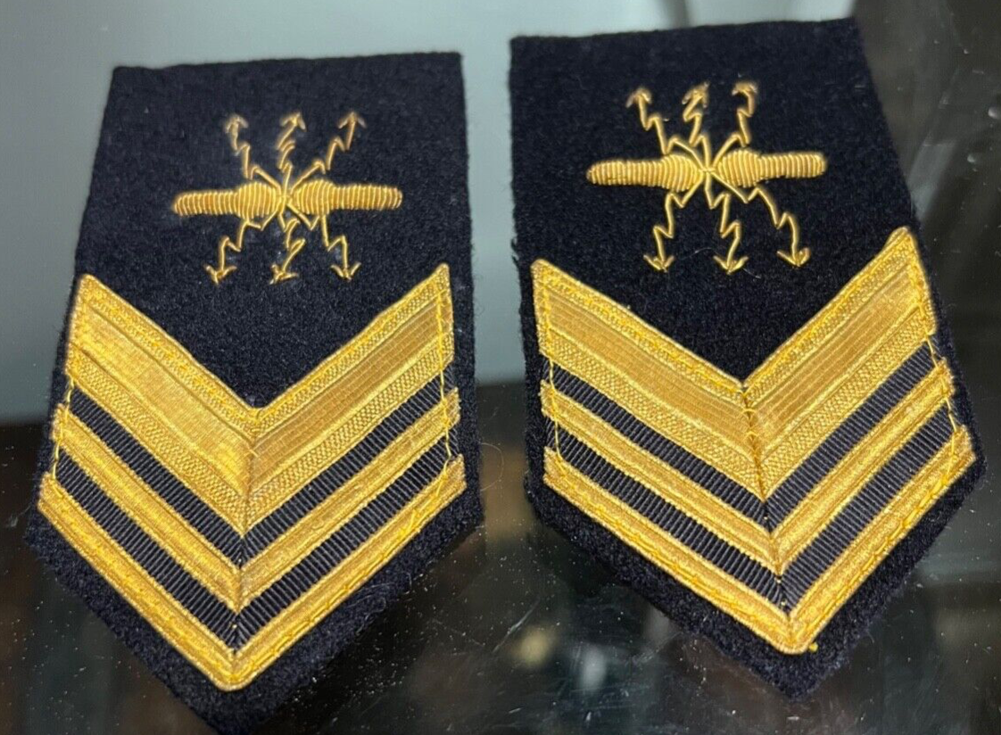 Marine Militaire Bretelles Degrés Opérateur Radio En Tissu Originales 