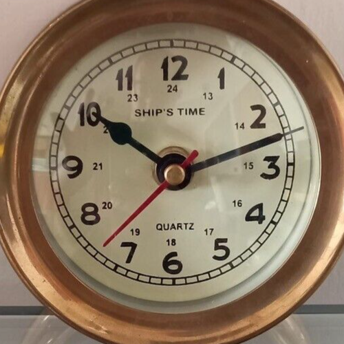 🔴 Ship's Time Marine-Uhr aus massivem Messing, Quarz, Vintage 