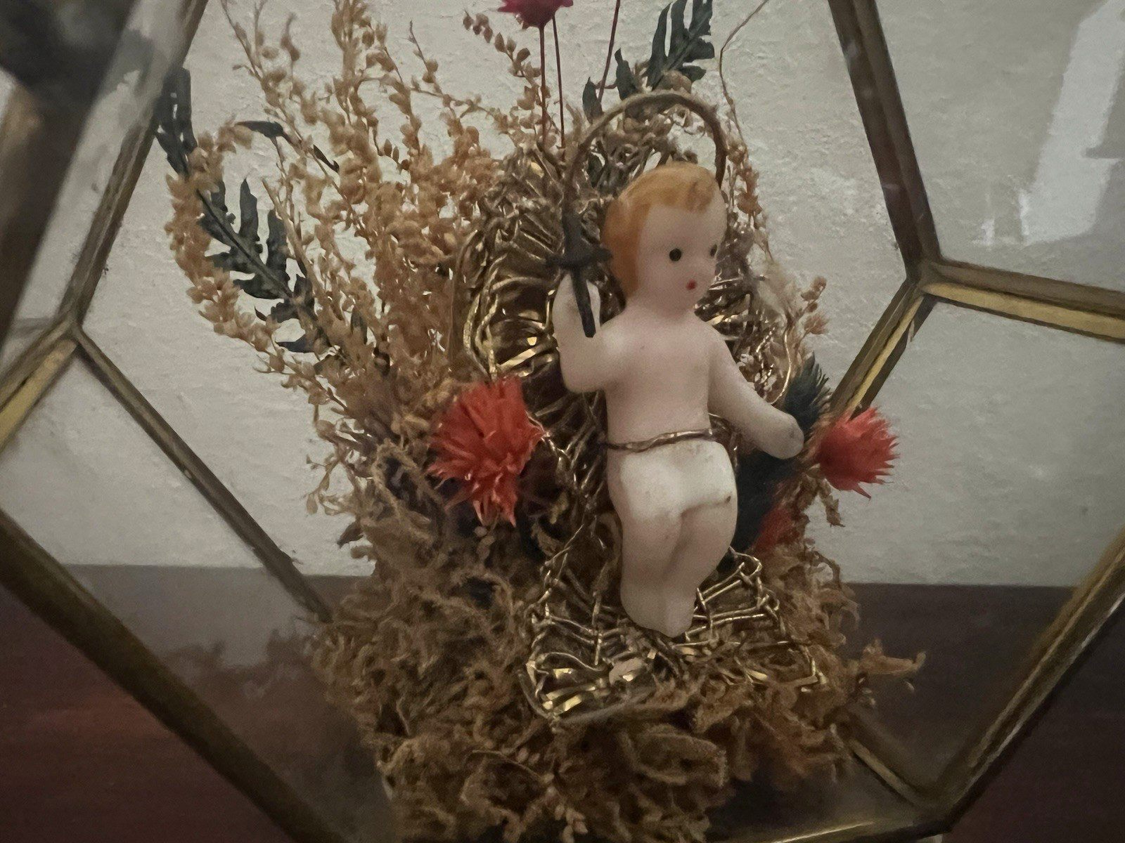 Jesuskind 'de Cire Tricotée Main pour Dévotion Original Antik 1900 