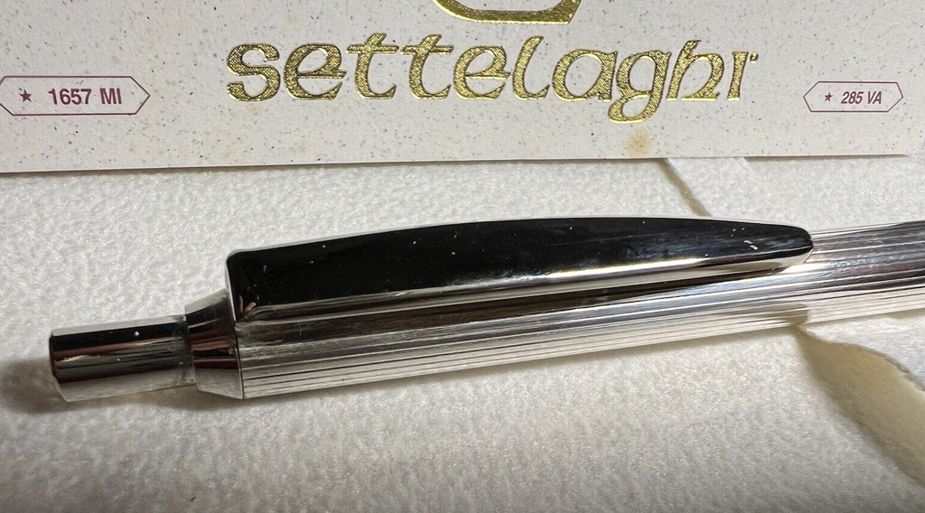 Settelaghi Stylo-Plume Sphère Argent 925 Massif Rayures Écrit Boîte Garantie 6