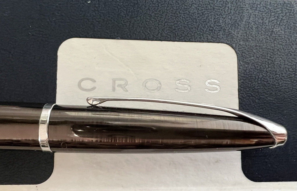 🔴 CROSS penna sfera lacca millerighe marrone e cromata aereodinamica scrive E