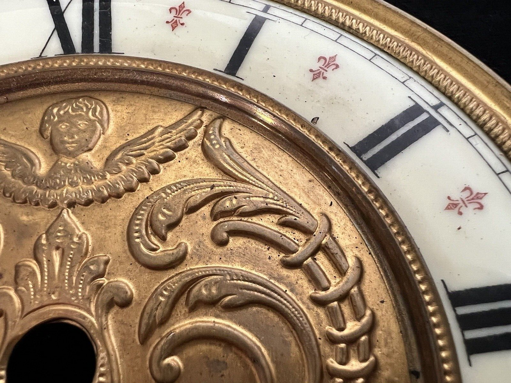 Rote Wanduhr mit Pendel, Zifferblatt aus Emaille, Vintage-Ersatzteile 