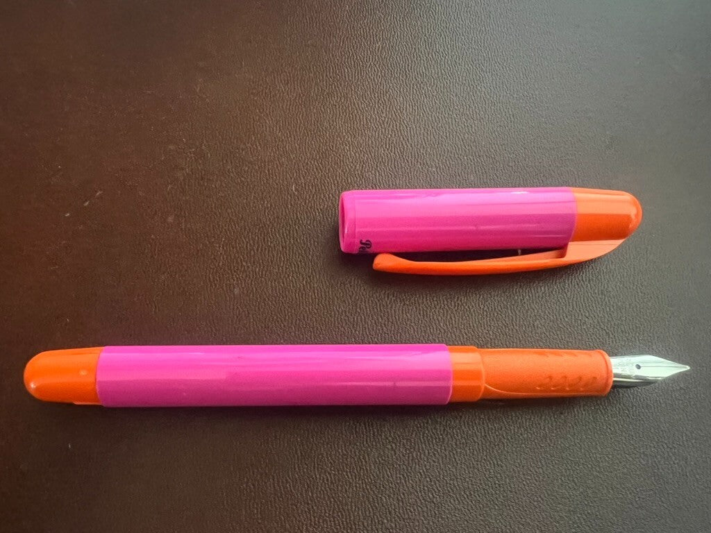 🔴 PELIKAN penna stilografica Primapenna rosa arancione mai usata M vintage