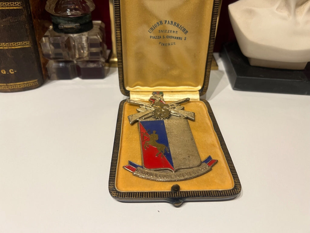 🔴 Distintivo D'ACCIAIO IL CUORE POTENTE IL BRACCIO Battaglione centauro vintage