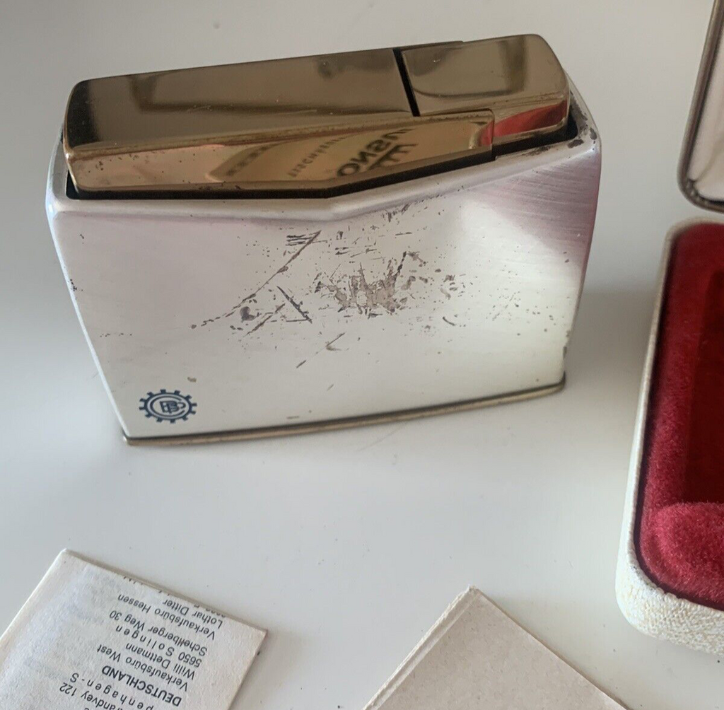 🔴 CONSUL CROWN accendino a gas con astuccio ed istruzioni FUNZIONANTE vintage
