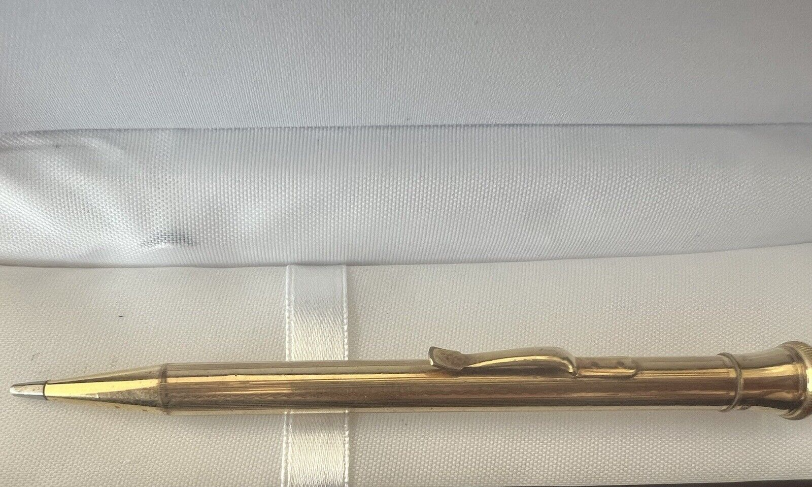 🔴 PERFECTOR Druckbleistift, gekeilt, vergoldet, Guilloche-Muster, Vintage