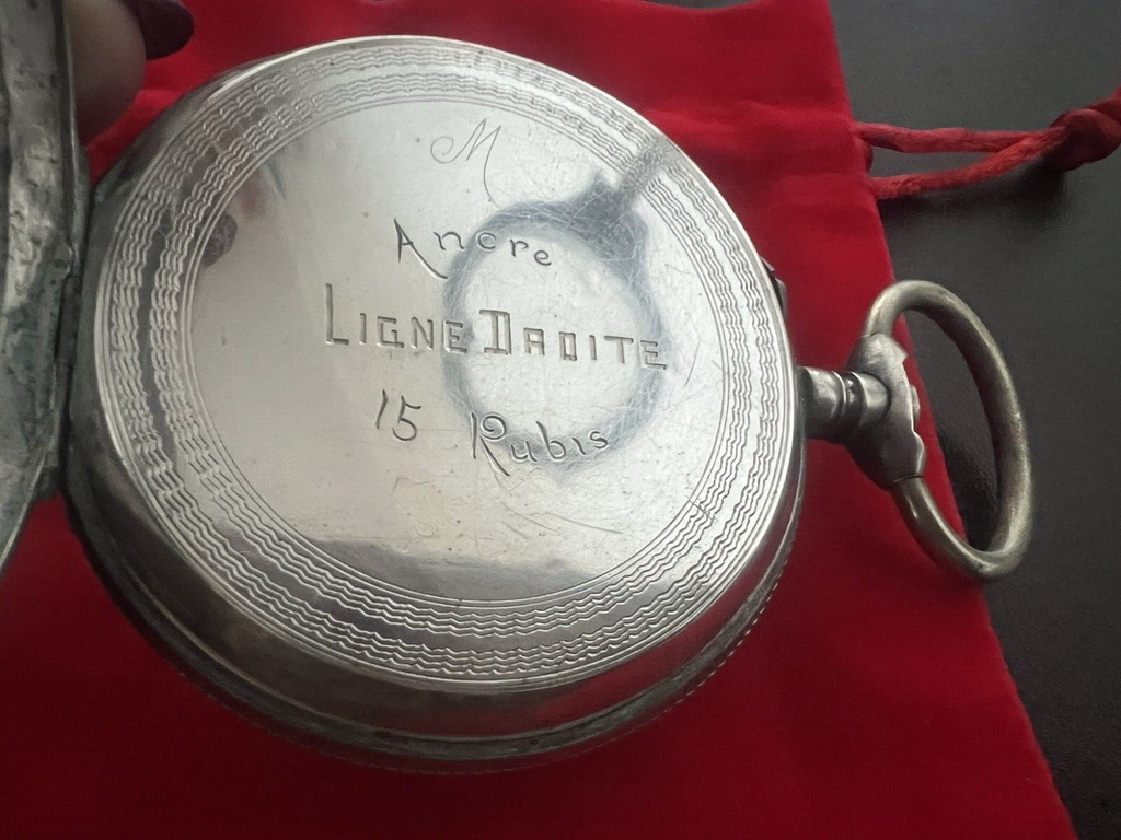 Etui Taschenuhr Silber 800 Massiv Lok Ligne Droite Vintage