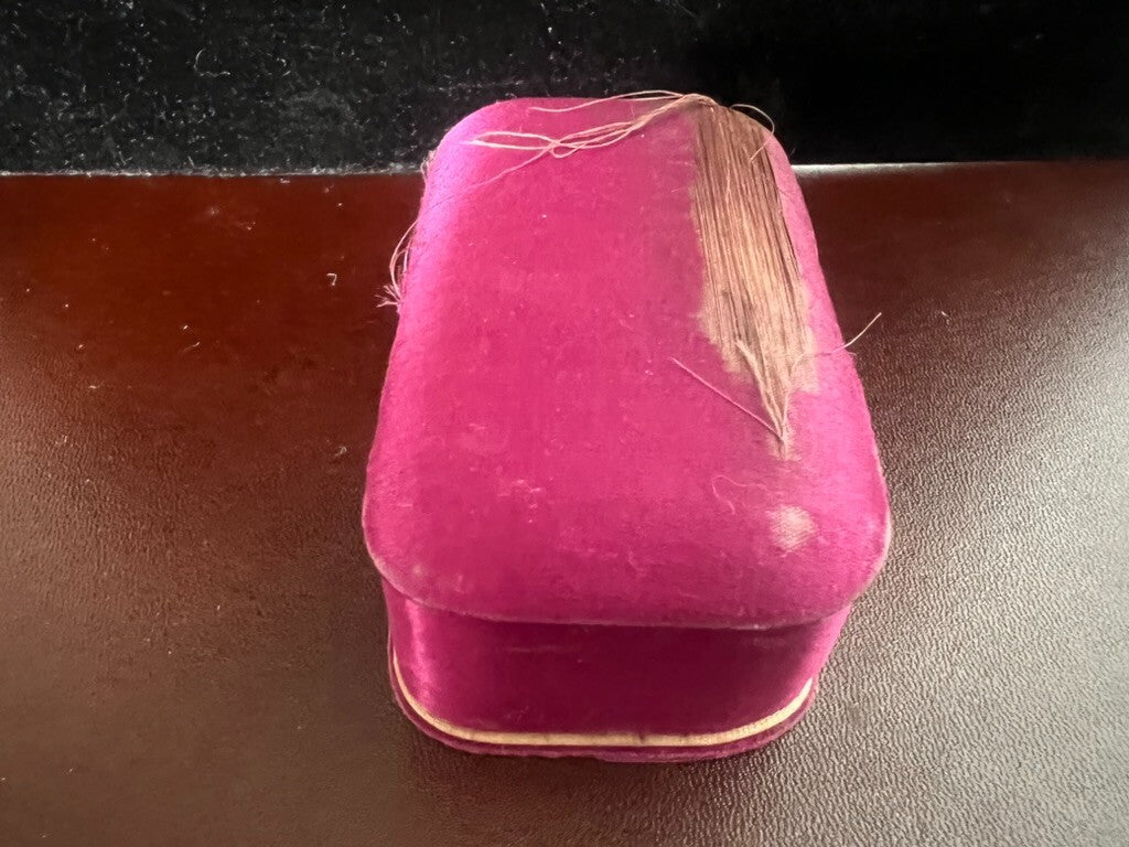 🔴 Scatola orecchini astuccio cofanetto velluto tessuto viola antico 1920