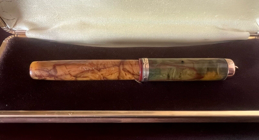 DE WATERMAN Stylo-Plume Stylo à Plume Levier Celluloïd Marbré Or Antique