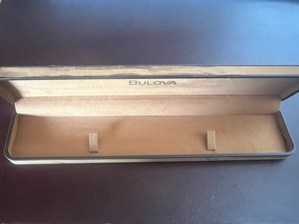 🔴 BULOVA box scatola orologio cofanetto custodia floccato marrone vintage