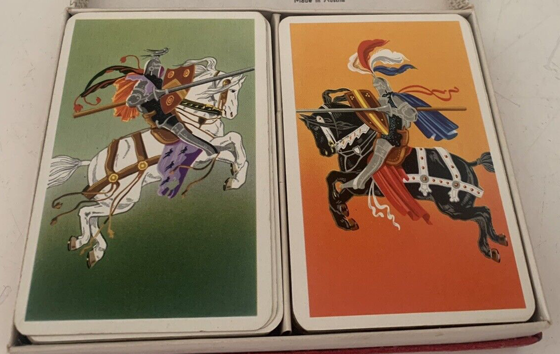 🔴 Carte da gioco FRANCESI PIATNIK VIENNA con cavalieri cavalli vintage