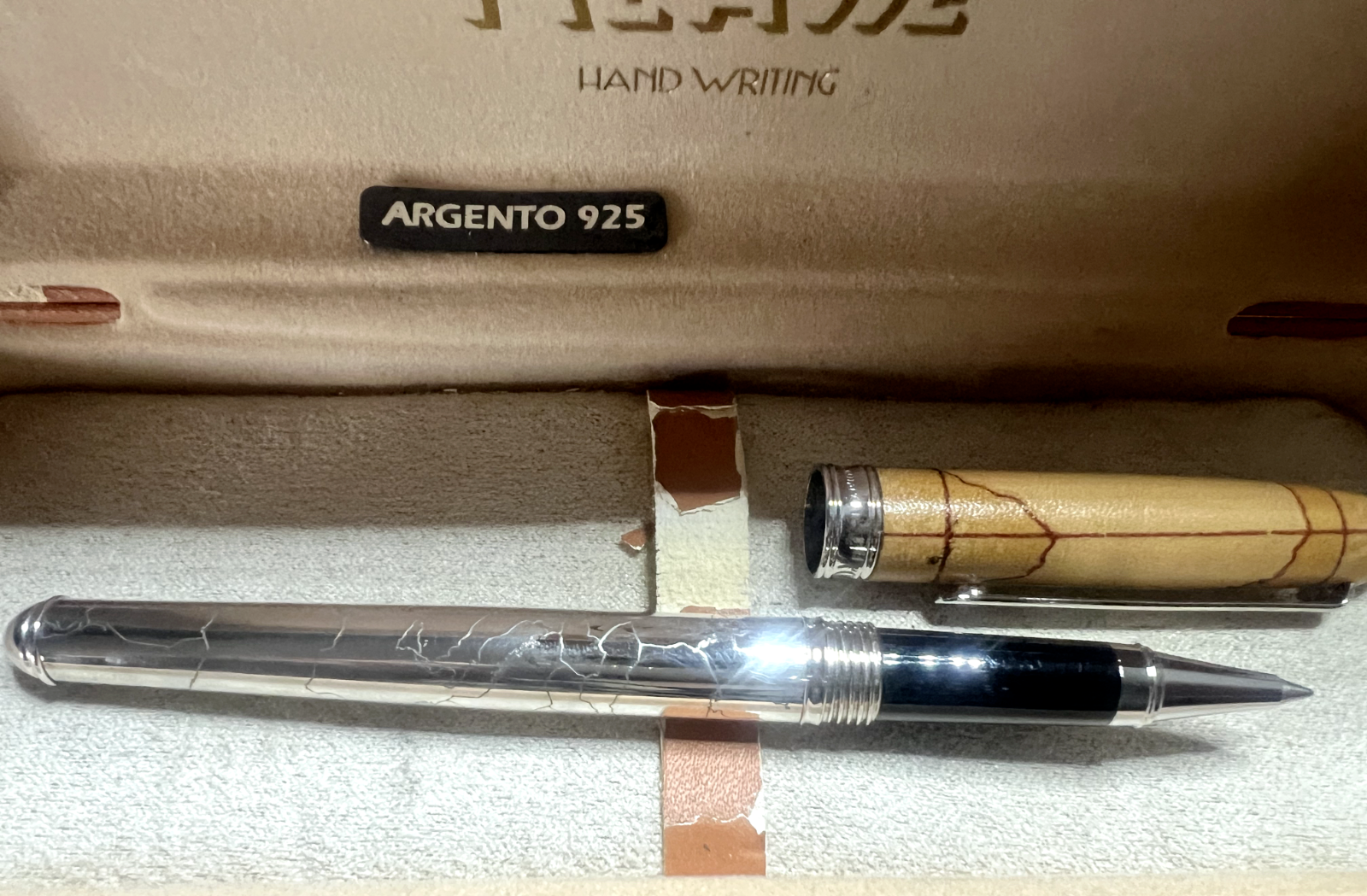 Alviero Martini Stylo-Plume Sphère Roller Argent 925 Première Classe Écrit Cas 