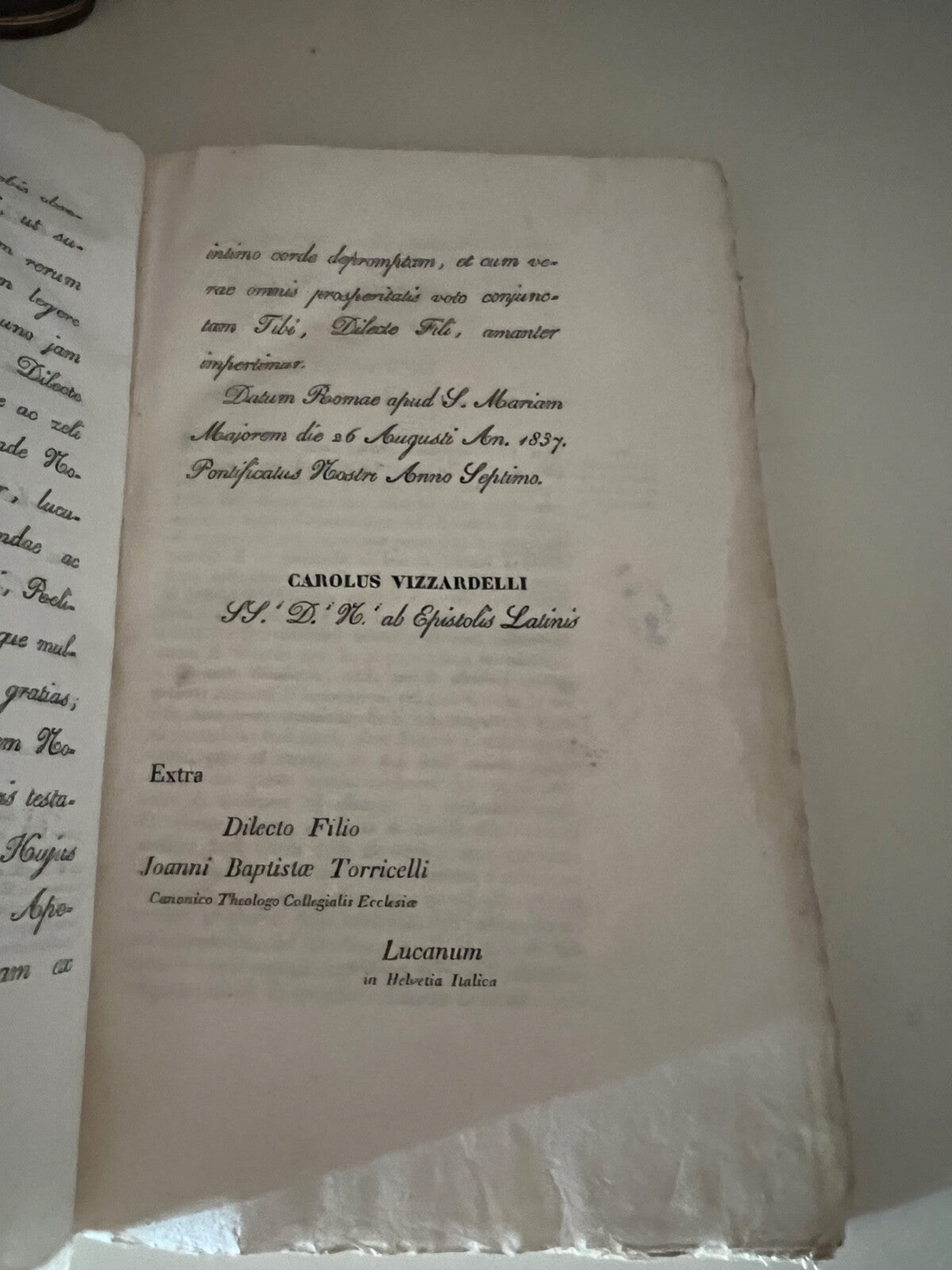 Livre Oraisons Sacre Et Thèses Totrricelli Carte Parchemin Antique 1738 