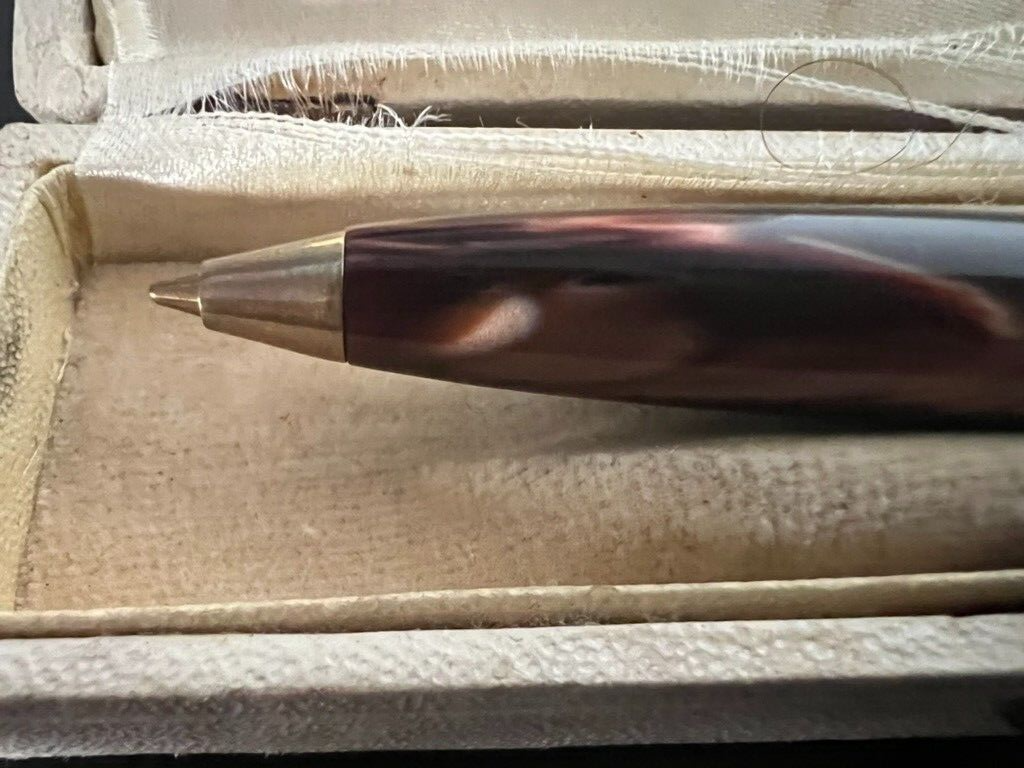 Pen Ball Marbled Iridescent Domed Marking Vintage Years 1970