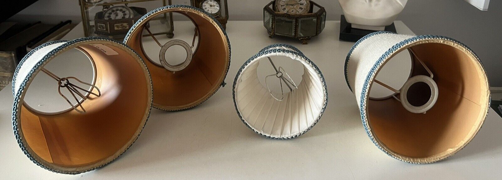 🔴 paralumi PLISSE' per lampada, lume beige campana c 4 PEZZI vintage
