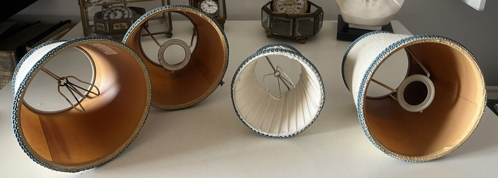 🔴 paralumi PLISSE' per lampada, lume beige campana c 4 PEZZI vintage