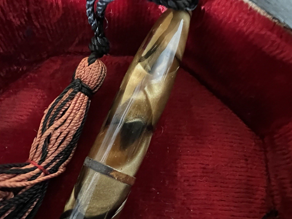 🔴 Matita meccanica celluloide MARMORIZZATA gancio ciondolo matita antica 1930