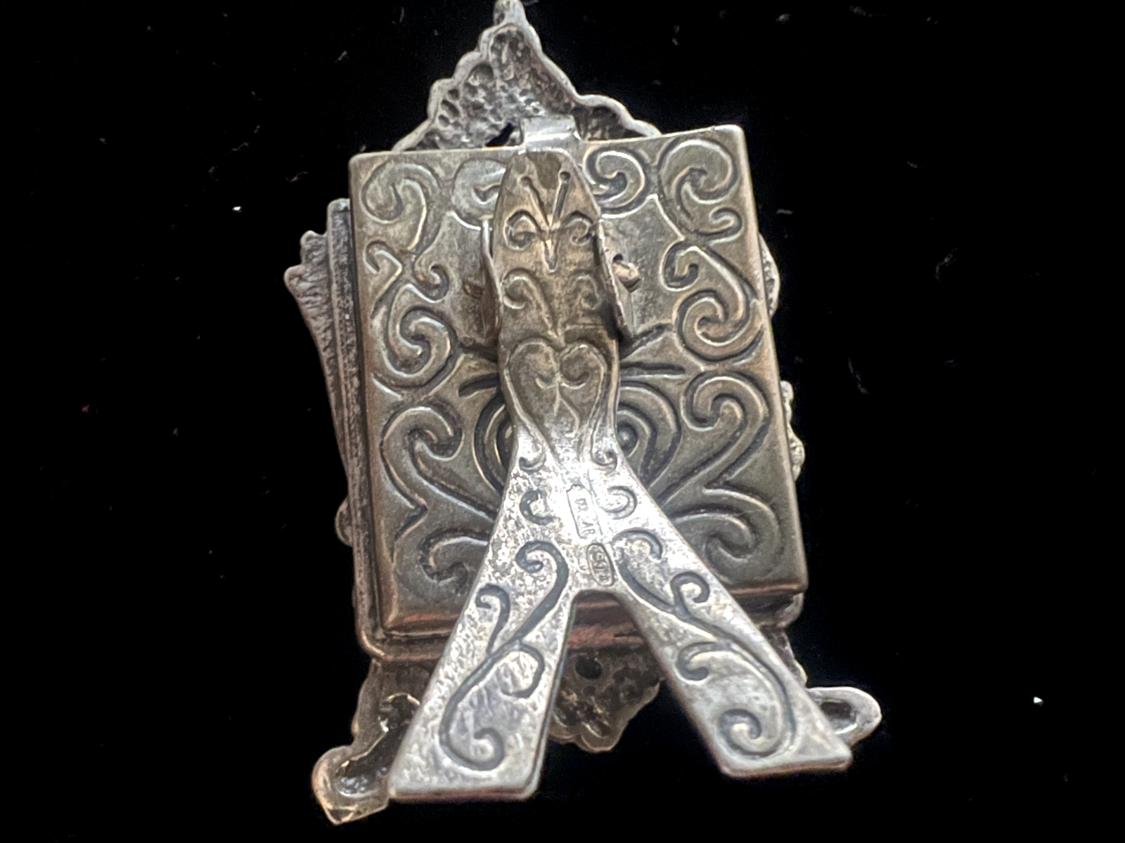 🔴 Cornice ARGENTO 800 miniatura con filamenti lavorata a mano vintage 4 x 4,2