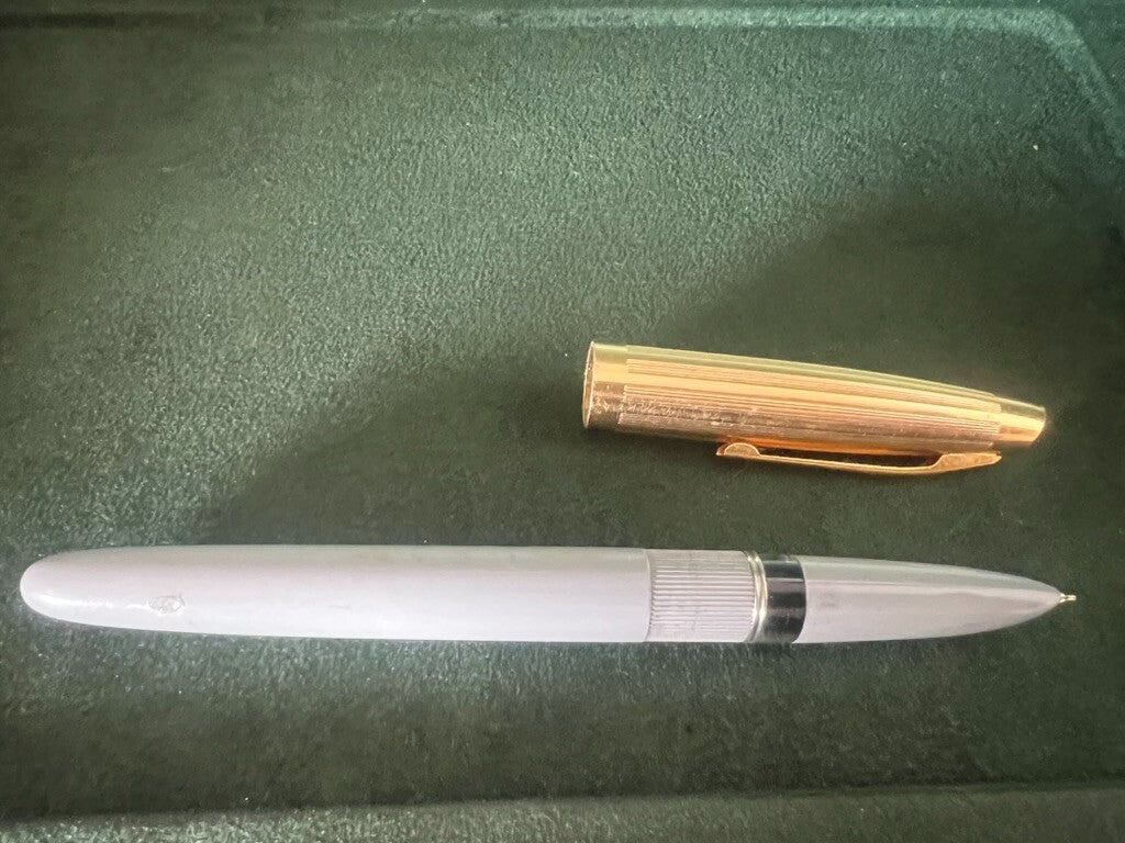 🔴 Blaugraue Kolbenfüllfederhalter schreiben mit Vintage-Tinte A 