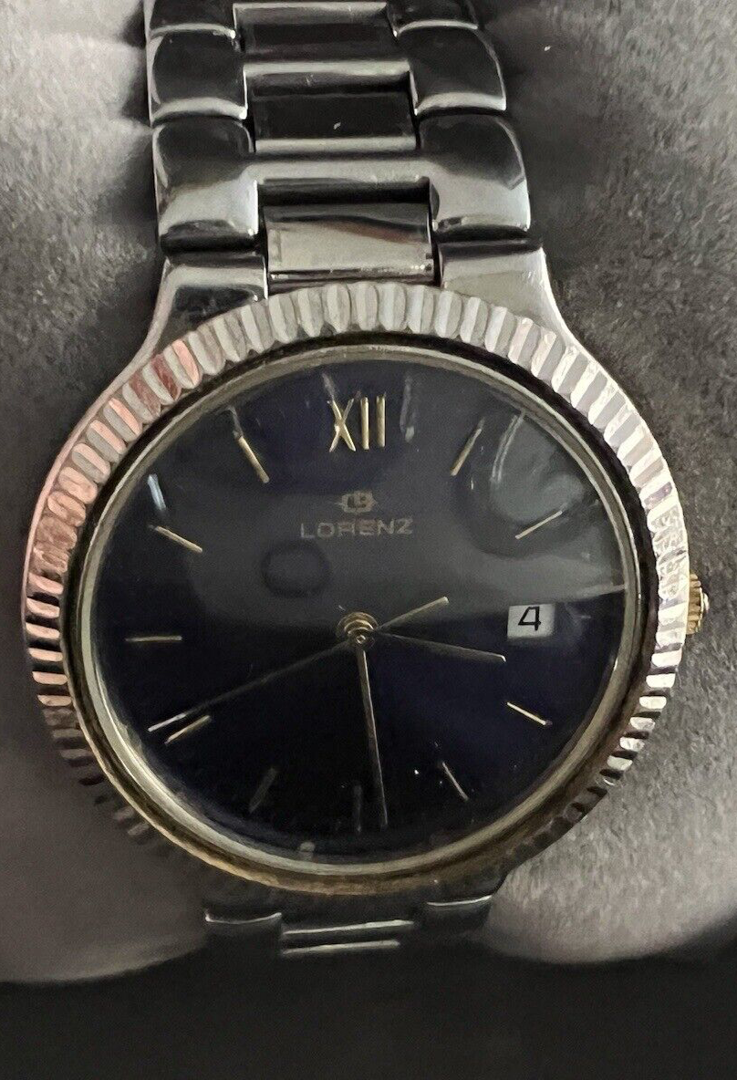 Lorenz Montre Hommes Quartz 14560 Acier Et Laminé avec Boîte Rare Vintage