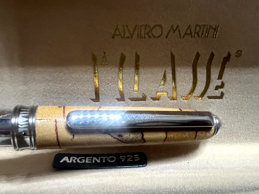 Alviero Martini Stylo-Plume Sphère Roller Argent 925 Première Classe Écrit Cas 