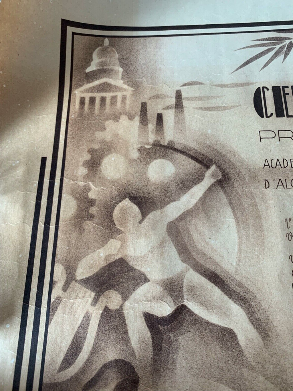 Impression Diplôme Élémentaire Algérie en Français Herkunftstitel 1954 