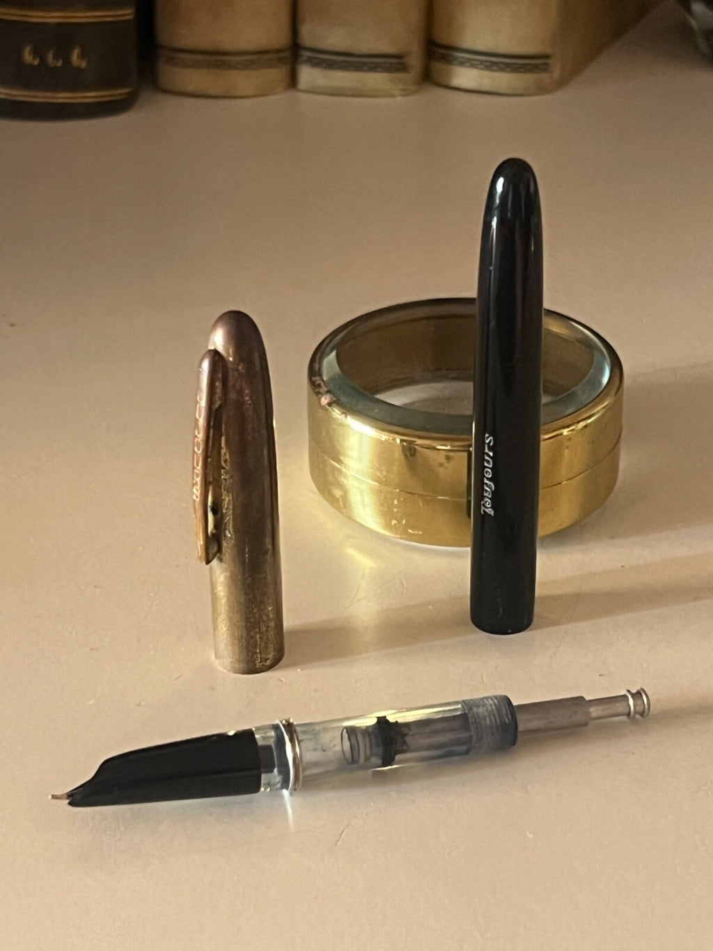 🔴 TOUJOURS penna stilografica PISTONE INTERNO cappuccio laminato antica